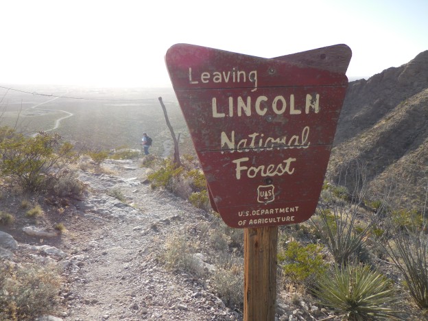 Leaving Lincoln Forest sign Dog Canyon
